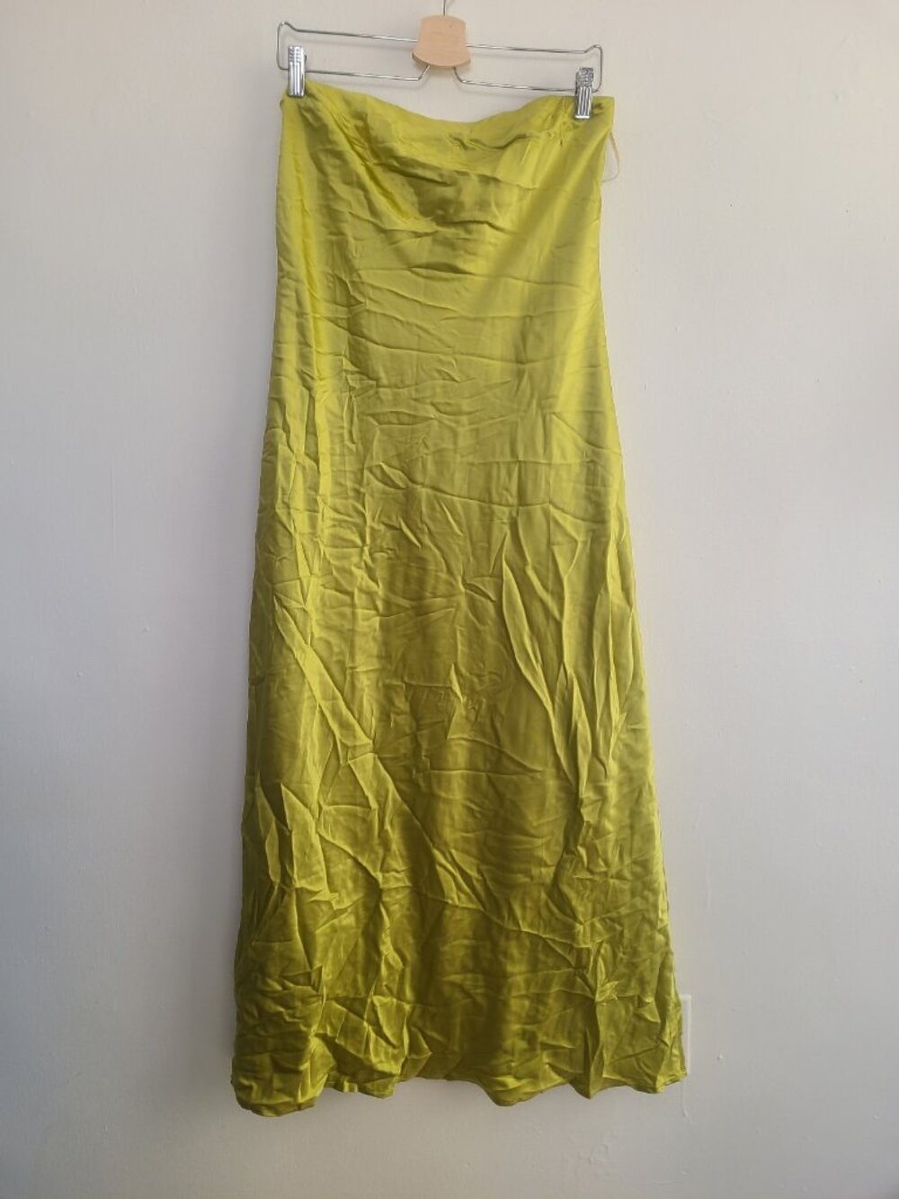 Reformation Silk Strapless Dress Lime Green size XL